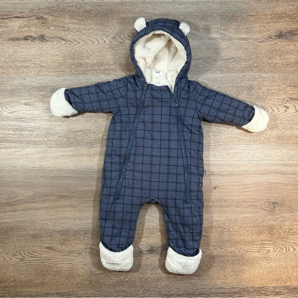 Baby Gap Winter One Piece Lined Jumpsuit 3 - 6 Months Blue Stripes